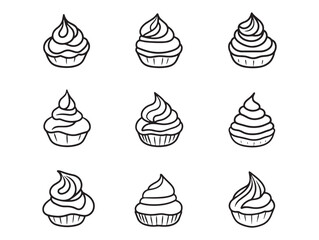 Classic French Meringue Pastry Art Minimalist Vector Design 