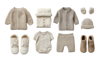 Beige knitted baby clothing set