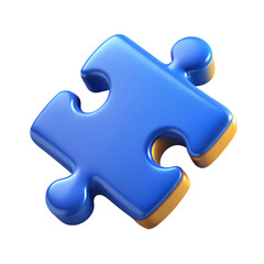 Obraz premium 3D Jigsaw Puzzle Piece – Shiny Glossy Rendering Isolated on White – Problem Solving, Games & Education Concept (PNGJPGTransparent)