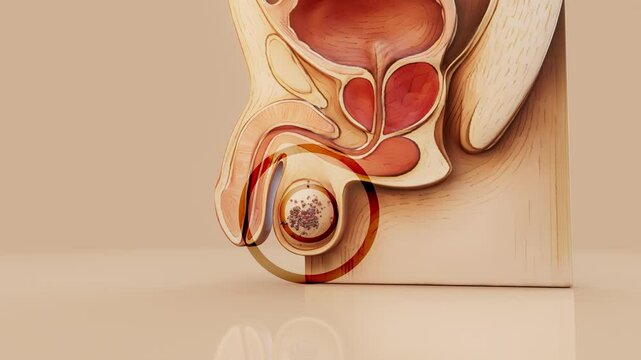 Conceptual 3D animation of testicular cancer