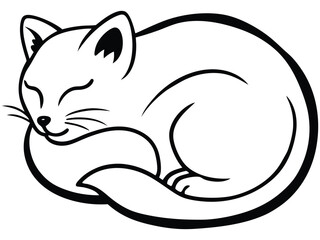Sleek sleeping cat silhouette in modern vector style, ideal for branding and decoration.