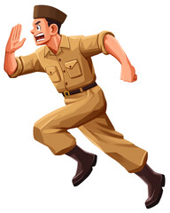 Indonesian Hero Running and Shouting Illustration