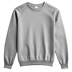 Grey crewneck sweatshirt mockup isolated on transparent background