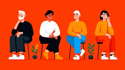 Professionals evaluating creative ad testing stylizedexaggerated sculpt avatars in brainstorming session creative testing concept