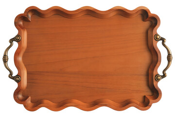 Elegant Wooden Serving Tray with Ornate Handles Perfect for Home Decor and Entertaining Guests