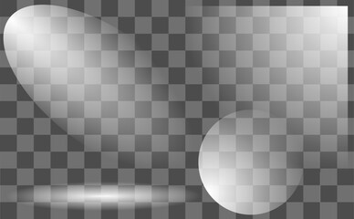 This vector illustration showcases a modern design featuring soft shadows and light reflections on a transparent grid background, suitable for various artistic applications