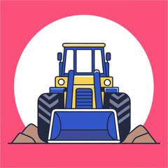 Colorful bulldozer construction icon