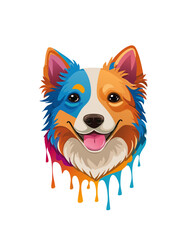 vector Australian Shepherd, Pop Art, Vector, Design, Illustration, Colorful, Dog, Animal, Rainbow, Paint Drip