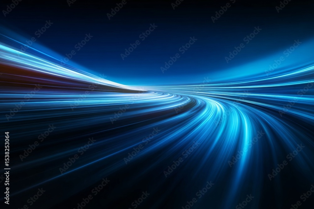 Poster dynamic and futuristic blurred lines against a dark backdrop, representing movement and innovation