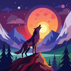 wolf howling at the moon