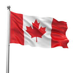 A waving canada flag on transparent background