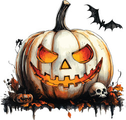 halloween pumpkin with bats