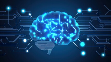 Futuristic Machine Learning Concept with Brain and Connections