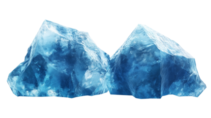 Iceberg, blue ice mountain with white snow and deep crevasses, steep terrain of ice, glacier landscape, blue ice mountain covered in snow, on a transparent backgrounds