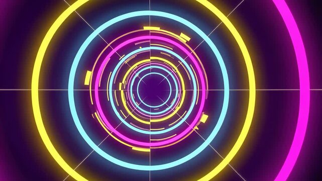 Neon geometrical shapes of different vintage colors. motion video.