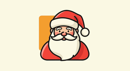 Flat Style Vector SVG Illustration of Santa Claus Face with Iconic Hat in Modern Minimalist Design for Christmas Holiday Theme
