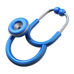 Blue stethoscope medical instrument isolated on transparent background
