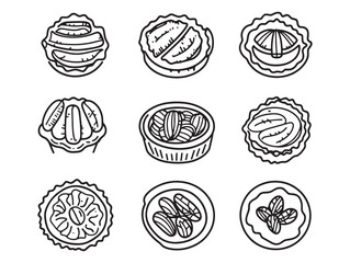 Elegant Pecan Pie Dessert Outline Vector Art Design 