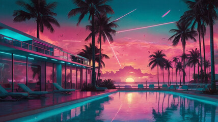Obraz premium tropical resort at night