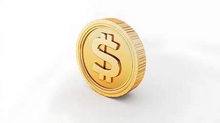 gold coin with dollar sign 3d icon in cartoon plastic style minimal isolated on white background