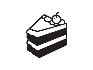 Elegant Red Velvet Cake Dessert Icon Line Art Vector 