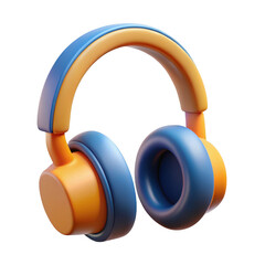 Stylish orange and blue headphones isolated on transparent background