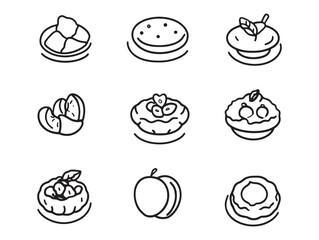 Classic Peach Cobbler Fresh Fruit Dessert Line Art Vector 