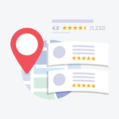 Good reviews from users. Small Business. Business Location. Stock Illustration