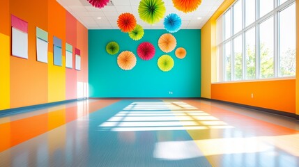 Vibrant School Celebration Design with Festive Decorations and Colorful Schemes
