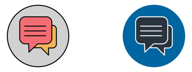 Message Icon  Chat or Communication Symbol in Fill and Glyph Blue Style

