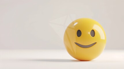 Yellow 3D Smiling Face on White – a cheerful and playful visual. The vibrant yellow smiley pops against the clean white background, radiating positivity and modern charm.