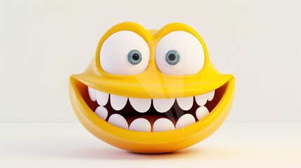 Yellow 3D Smiling Face on White – a cheerful and playful visual. The vibrant yellow smiley pops against the clean white background, radiating positivity and modern charm.