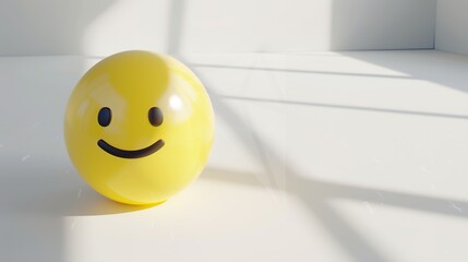 Yellow 3D Smiling Face on White – a cheerful and playful visual. The vibrant yellow smiley pops against the clean white background, radiating positivity and modern charm.