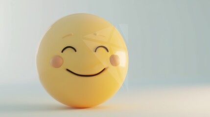 Yellow 3D Smiling Face on White – a cheerful and playful visual. The vibrant yellow smiley pops against the clean white background, radiating positivity and modern charm.