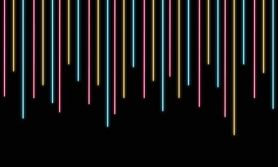 Neon vertical lines, glowing light effect, futuristic techno style, seamless background for party, music, game UI, club, nightlife, vaporwave and digital abstract design.