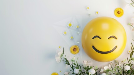 Yellow 3D Smiling Face on White – a cheerful and playful visual. The vibrant yellow smiley pops against the clean white background, radiating positivity and modern charm.