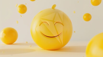 Yellow 3D Smiling Face on White – a cheerful and playful visual. The vibrant yellow smiley pops against the clean white background, radiating positivity and modern charm.