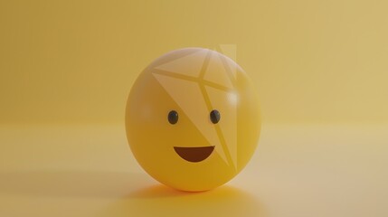 Yellow 3D Smiling Face on White – a cheerful and playful visual. The vibrant yellow smiley pops against the clean white background, radiating positivity and modern charm.