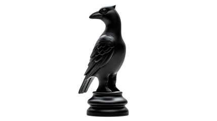 Elegant Black Raven Figurine on Pedestal Art Decor