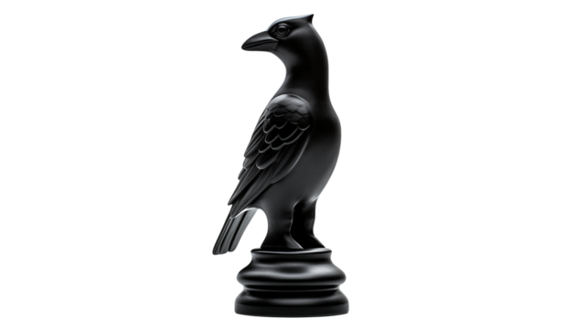 Elegant Black Raven Figurine on Pedestal Art Decor