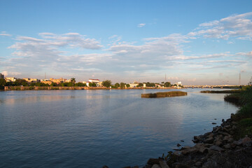 Fototapeta premium sunset over the river