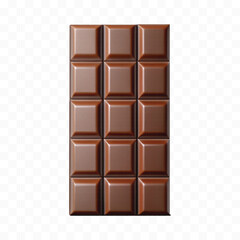 realistic 3d chocolate bar in different style isolated on transparent background
