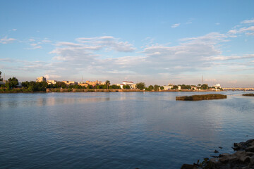 Fototapeta premium sunset over the river