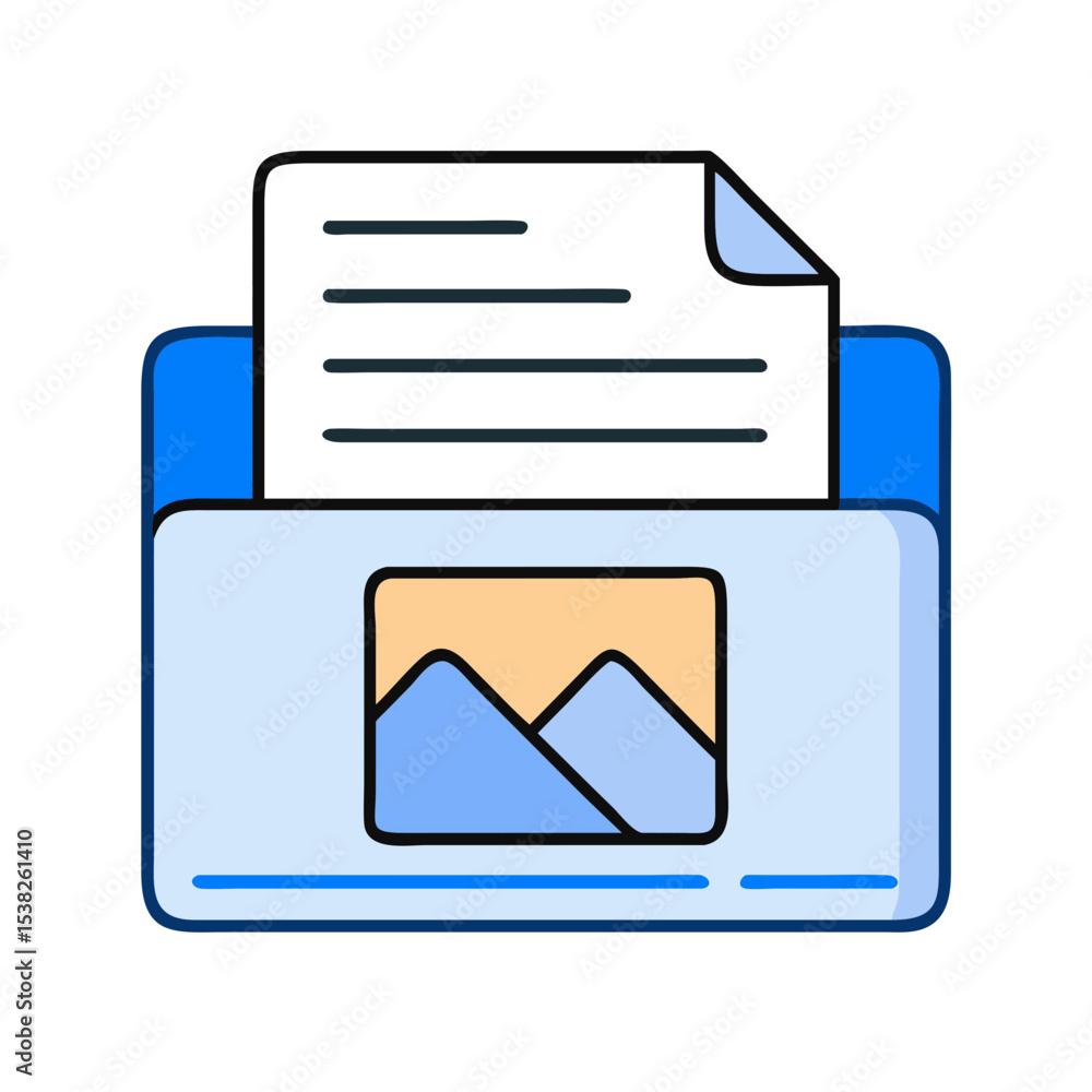 Aufkleber portfolio folder icon with document and image inside. this portfolio folder displays professional wo