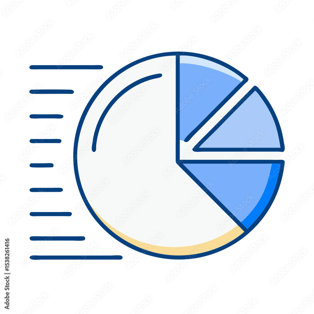 Poster dynamic pie chart illustration showing data growth and business analytics. this colorful pie chart g