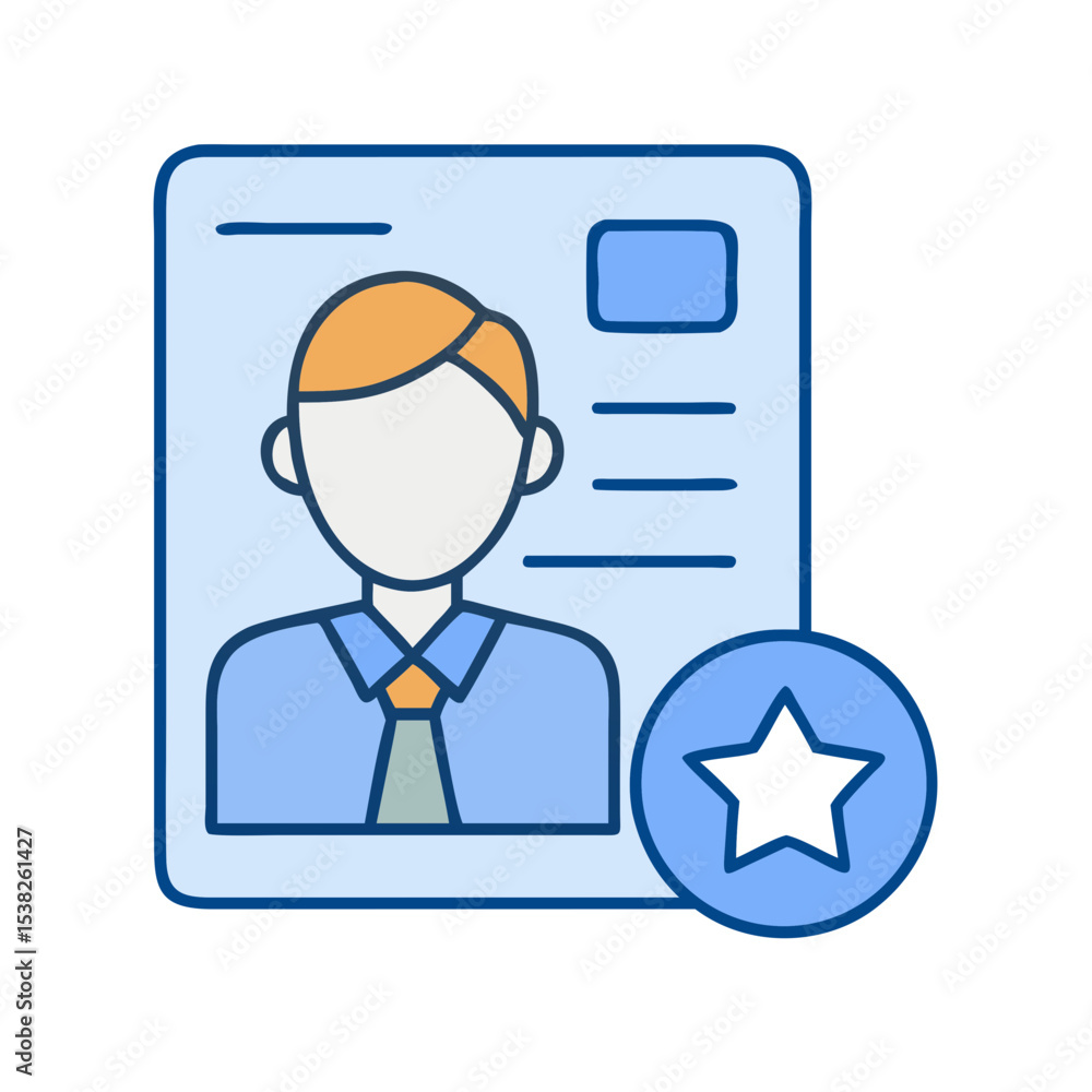 Poster top recruiter avatar icon with star symbol. professional recruiter profile image with highlighted st