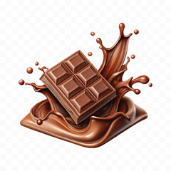 realistic 3d chocolate bar in different style isolated on transparent background