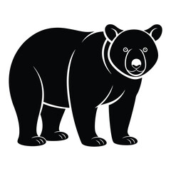 Fototapeta premium Black Bear Silhouette Icon for Forest and Wilderness Themes