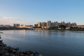 sunset over the river