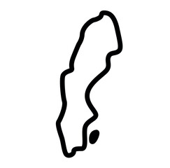 Sweden Vector Map in Black Silhouette with Clean Outline